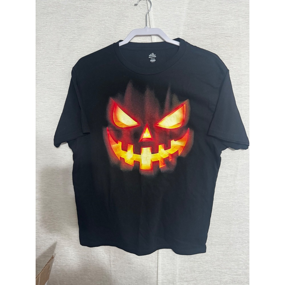 Way to Celebrate Halloween Mens Black Jack-O-Lantern Graphic T-Shirt Large L